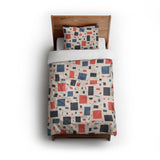 Geometric Confetti Blue & Red twin - cotton - White Backing