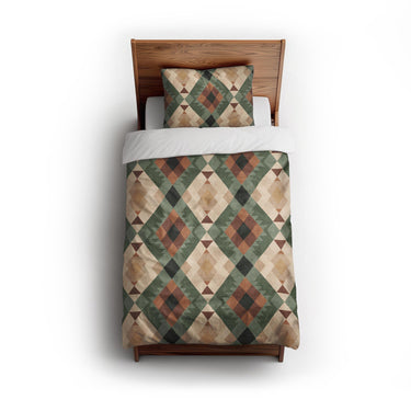 Spokane Sage Green & Taupe twin - cotton - White Backing
