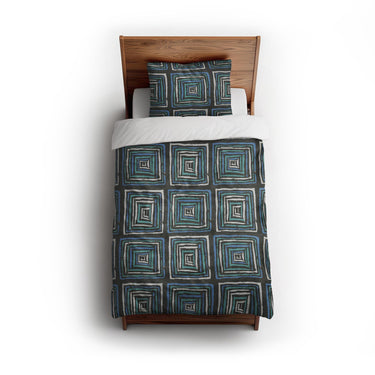 Diego Black & Blue twin - cotton - White Backing