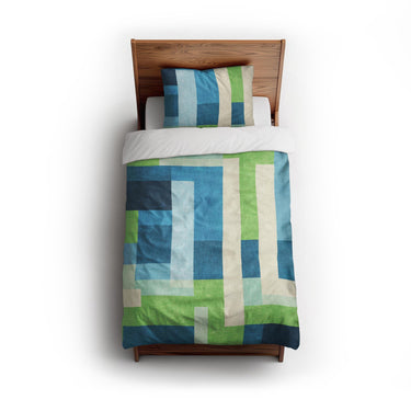 Henry Blue & Green twin - cotton - White Backing