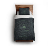 Solar System Navy & Mint twin - cotton - White Backing