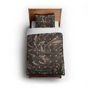 Acid Burn Brown & Carolina Blue twin - cotton - White Backing