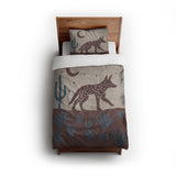 Desert Coyote Dark Red Clay & Dusty Blue twin - cotton - White Backing