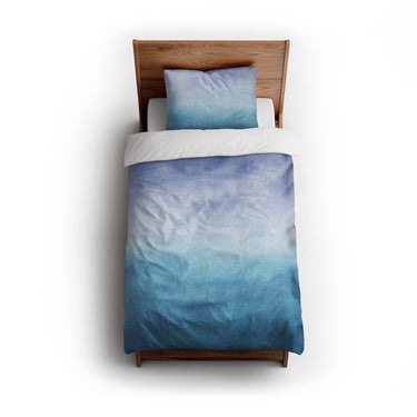Micah Watercolor Blue & Teal twin - cotton - White Backing