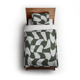 Twyla Checkered Army Green twin - cotton - White Backing