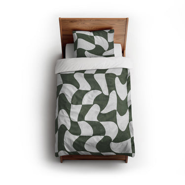 Twyla Checkered Army Green twin - cotton - White Backing