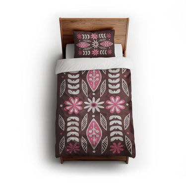 Topanga Burgandy & Pink twin - cotton - White Backing