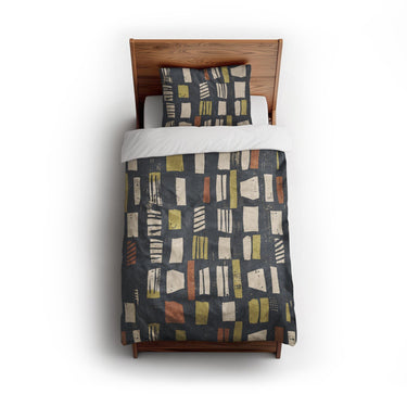 Milo Navy Lime & Terracotta twin - cotton - White Backing