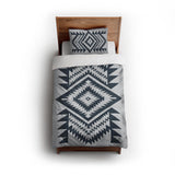 Reyno Navy & Stone twin - cotton - White Backing