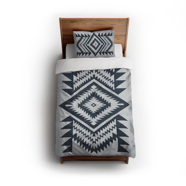 Reyno Navy & Stone twin - cotton - White Backing