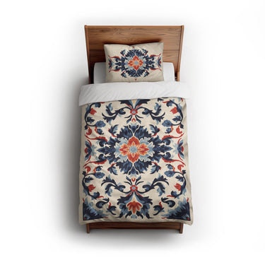 Wilhemina Navy & Red twin - cotton - White Backing