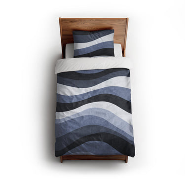 Sinuous Navy Monochrome twin - cotton - White Backing