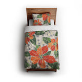 Mosaic Poinsettia Orange twin - cotton - White Backing