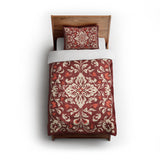 Annette Red & Ivory twin - cotton - White Backing