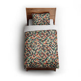 Pixel Mosaic Multicolor Earthtone twin - cotton - White Backing
