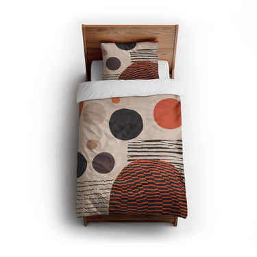 Charl Orange & Taupe twin - cotton - White Backing