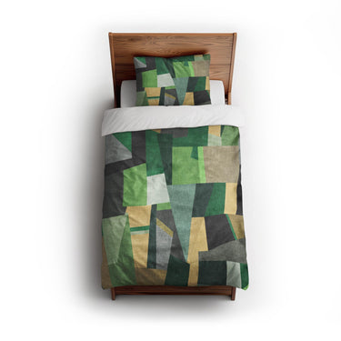 Baxter Green & Yellow twin - cotton - White Backing