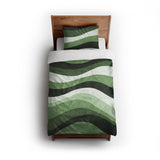 Sinuous Green Monochrome twin - cotton - White Backing