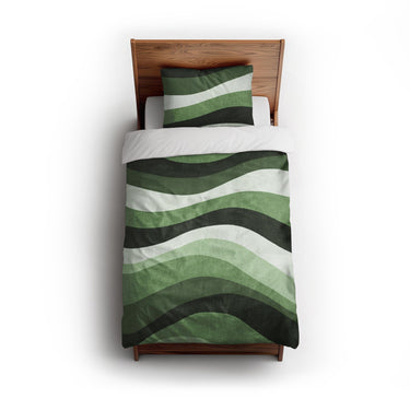Sinuous Green Monochrome twin - cotton - White Backing