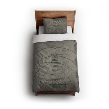 Solar System Taupe & Forest twin - cotton - White Backing