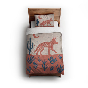 Desert Coyote Denim Blue & Terracotta twin - cotton - White Backing