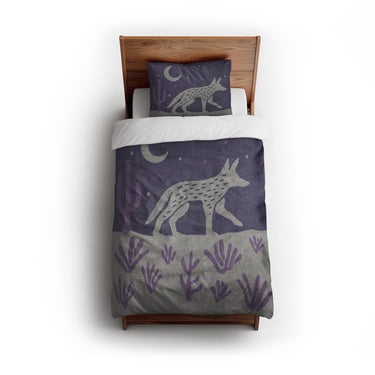 Desert Coyote Eggplant & Dusty Purple twin - cotton - White Backing