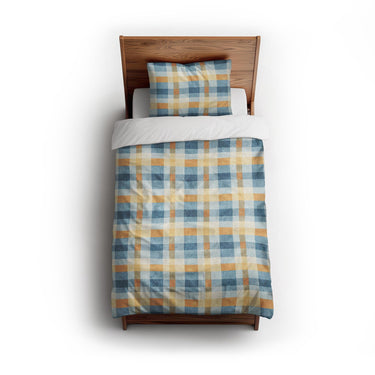 Monroe Plaid Blue & Yellow twin - cotton - White Backing