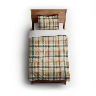 Madras Plaid Taupe Green twin - cotton - White Backing