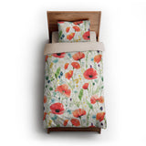 Watercolor Poppies twin-xl - microfiber - Natural Backing