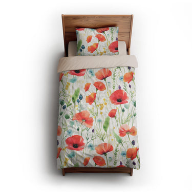 Watercolor Poppies twin-xl - microfiber - Natural Backing