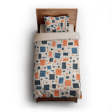 Geometric Confetti Blue & Orange twin-xl - microfiber - Natural Backing