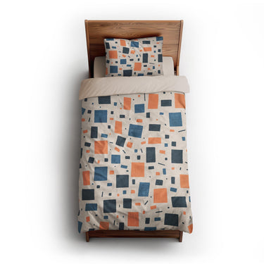 Geometric Confetti Blue & Orange twin-xl - microfiber - Natural Backing
