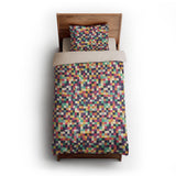 Pixel Mosaic Multicolor Midtone twin-xl - microfiber - Natural Backing