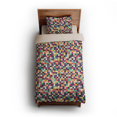 Pixel Mosaic Multicolor Midtone twin-xl - microfiber - Natural Backing