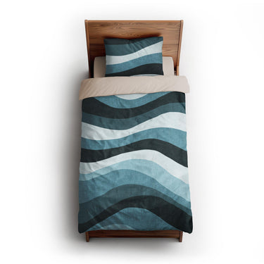 Sinuous Teal Monochrome twin-xl - microfiber - Natural Backing