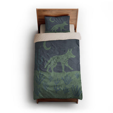 Desert Coyote Midnight Blue & Sage Green twin-xl - microfiber - Natural Backing