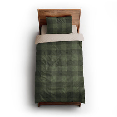 Buffalo Plaid Dark Olive twin-xl - microfiber - Natural Backing