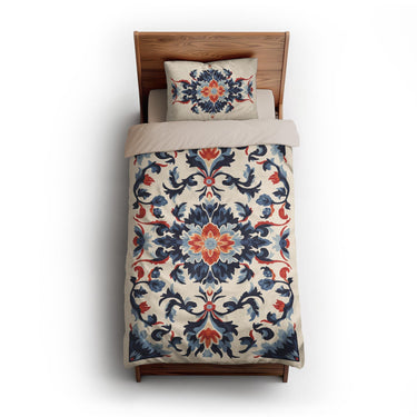 Wilhemina Navy & Red twin-xl - microfiber - Natural Backing