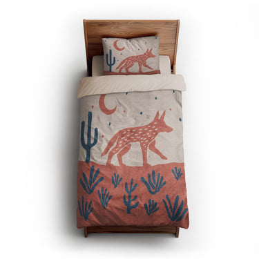 Desert Coyote Denim Blue & Terracotta twin-xl - microfiber - Natural Backing