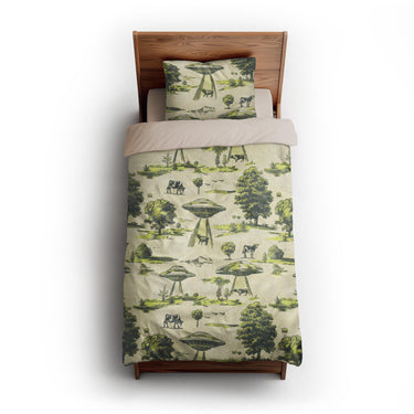 UFO Cow Abduction Toile twin-xl - microfiber - Natural Backing