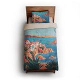 Mediterranean Cliffside Village twin-xl - microfiber - Natural Backing