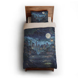 8 Bit Uptown Twilight Skyline twin-xl - microfiber - Natural Backing