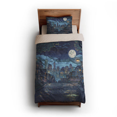 8 Bit Uptown Twilight Skyline twin-xl - microfiber - Natural Backing
