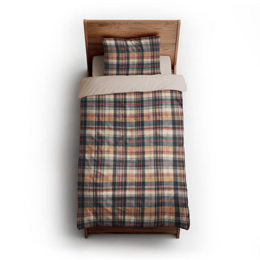 MacPherson Plaid Navy & Gold twin-xl - microfiber - Natural Backing