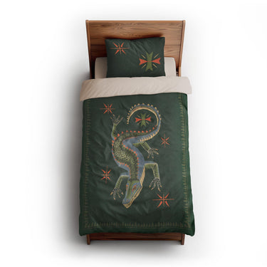 Hungry Alligator Green twin-xl - microfiber - Natural Backing