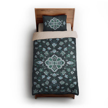 Fenwick Navy & Green twin-xl - microfiber - Natural Backing