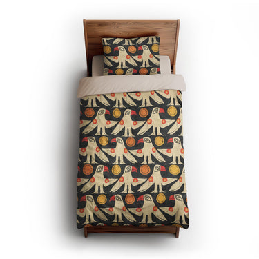 Tribal Birds Black twin-xl - microfiber - Natural Backing