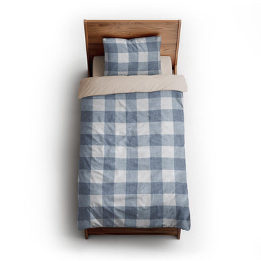 Buffalo Plaid Steel Blue twin-xl - microfiber - Natural Backing