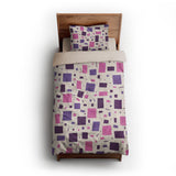 Geometric Confetti Purple & Pink twin-xl - microfiber - Natural Backing