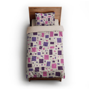 Geometric Confetti Purple & Pink twin-xl - microfiber - Natural Backing
